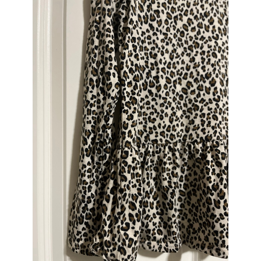 EUC Women's Gaze Leopard Print Tiered Blouse L Beige Brown - Picture 5 of 6